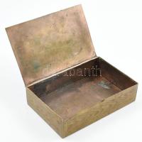 Réz doboz, hiányos dísszel 18x11 cm