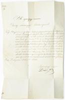 1848 július 9. Deák Ferenc igazságügyminiszter autográf aláírással ellátott levele Bereg vármegyének peres ügyben / Autograph signature of Ferenc Deak minister of justice