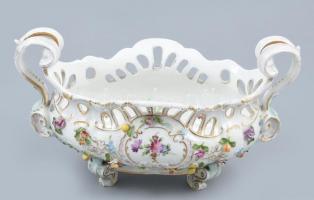 Potschappel, német, porcelán kínáló, apró lepattanások, rózsákon apró csorbák, jelzett, m: 17 cm