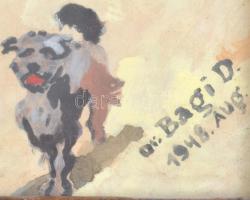 Bagi D. jelzéssel: Pásztor kutyákkal. Akvarell, papír. Üvegezett fakeretben. 21x34 cm