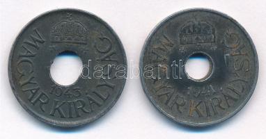 1941. 20f Fe technológiai hibás veret (enyhén félrecsúszott lyukasztás) + 1943. 20f Fe technológiai ...