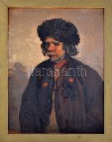 Olvashatatlan (Kuty?) jelzéssel: Bosnyák férfi portréja. Olaj, karton. Apró felületi sérülésekkel. Fakeretben. 65X50 cm