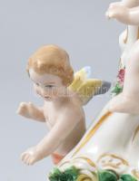 Német puttós lámpatest, porcelán, jelzett, apró lepattanásokkal, teteje lecsiszolt, m: 27 cm