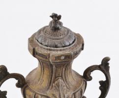 Régi vázapár, spiáter, márvány talapzaton, kopott, m: 35 cm