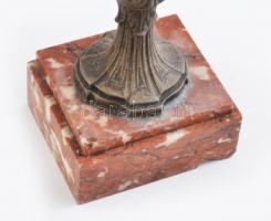 Régi vázapár, spiáter, márvány talapzaton, kopott, m: 35 cm