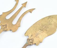 Ezüst (Ag) nyelű 4 darabos desszert szervírozó, jelzett, kopott, h: 16 cm, cca. nettó: 40 g