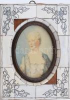 B A jelzéssel: Hölgy portré, miniatűr, kis sérülésekkel, 8x6,5cm