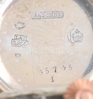 Ezüst (Ag) tokos női zsebóra, acél szíjjal, jelzett, kopott, működik d: 30 mm