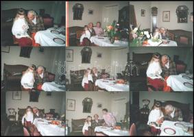 cca 1984-92 Keresztury Dezső (1904-1995) magyar író, költő, politikus családja és barátai körében, 23 db színes fotó, részben a hátoldalán feliratozott és datált, 13×9 cm körüli méretekben