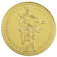 DN "Magyar aranypénzek utánveretben - V. Ferdinánd dukát" aranyozott Ag emlékérem kapszulában, tanúsítvánnyal (5,5g/0.333/25mm) T:PP pár kis karc