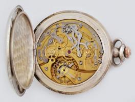 Omega ezüsttokos, mechanikus zsebóra, stopperes, kronográfos, pontosan jár, számlap javított, sérült...
