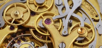 Omega ezüsttokos, mechanikus zsebóra, stopperes, kronográfos, pontosan jár, számlap javított, sérült...