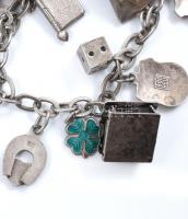 Ezüst (Ag) charmos karkötő, jelzett, h: 19 cm, nettó: 30 g