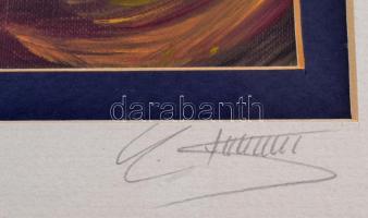 Ursula Stumm (?-): Örvénylő formák. Olaj, papír. Jelzett. Üvegezett fakeretben. 16x21cm