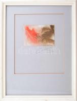 Ursula Stumm (?-): Gesztusok. Akvarell, papír. Jelzett. Üvegezett fakeretben. 9x13,5cm