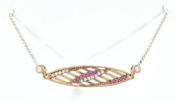 Ezüst(Ag) karkötő szintetikus rubinokkal, jelzett, állítható méret, bruttó: 6,9 g