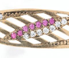 Ezüst(Ag) karkötő szintetikus rubinokkal, jelzett, állítható méret, bruttó: 6,9 g