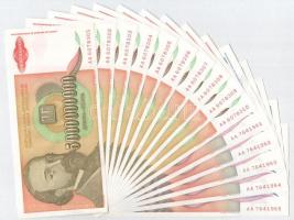 Jugoszlávia 1993. 5.000.000.000D (10x) "AA 6078301-6078310" sorszámkövetők + 50.000.000.000D (5x) "AA 7641961-7641965" sorszámkövetők T:I--III vízfolt Yugoslavia 1993. 5.000.000.000 Dinara (10x) "AA 6078301-6078310" consecutive serials + 50.000.000.000 Dinara (5x) "AA 7641961-7641965" consecutive serials C:AU-F water spot Krause P#135-136