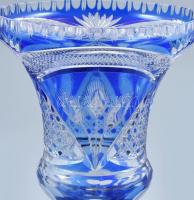 Ólomkristály kék váza, hibátlan, 26,5 cm