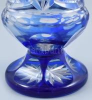 Ólomkristály kék váza, hibátlan, 26,5 cm
