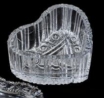 Ólomkristály szív alakú bonbonier, hibátlan, d: 10 cm