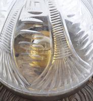 Mennyezeti lámpa. Fém, üveg burával, hibátlan m: 16 cm d: 25 cm