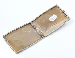 Ezüst (Ag) cigarettatárca, kissé kopott zománc díszítéssel, gravírozással, jelzett 152g