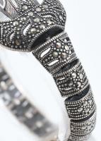 Ezüst(Ag) quartz ékszeróra markazitos díszítéssel, jelzett, bruttó: 42,9 g