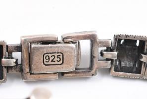 Ezüst(Ag) quartz ékszeróra markazitos díszítéssel, jelzett, bruttó: 42,9 g