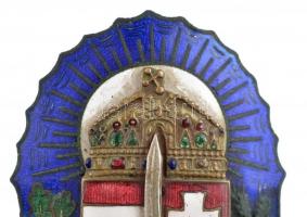 1920. "Vitézi Jelvény" zománcozott bronz jelvény, ezüst kard rátéttel, hátlapon javított, ...