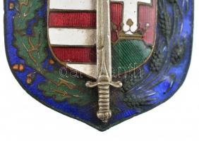 1920. "Vitézi Jelvény" zománcozott bronz jelvény, ezüst kard rátéttel, hátlapon javított, ...