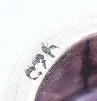 Ezüst(Ag) fülbevalópár ametiszttel, jelzett, d: 1,5 cm, bruttó: 6 g