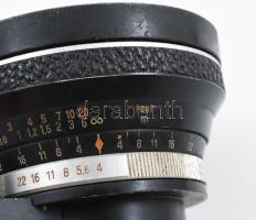 Carl Zeiss Flektogon 4/25-ös objektív bőr tokkal, Exacta bajonettes, működő állapotban, d: 8 cm tokk...