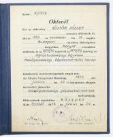 1973-1979 Mezőgazdasági gépészmérnök oklevél és leckekönyv