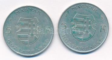 1947. 5Ft Ag "Kossuth" (2db) T:2-,3 patina Adamo F8.1