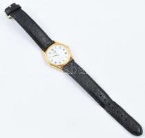 Casio kvarc karóra, fekete bőr szíjjal, vízálló, működik