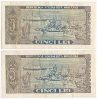 Románia 1966. 5L (2x) "B.0179 761247-761248" sorszámkövetők T:III kis folt
Romania 1966. ...