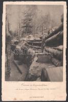 cca 1914-1918 Az Érdekes Újság 2 db háborús képe: Lövészárok a San partján, Őrszem a lövészárokban, ...