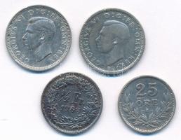 Vegyes: Nagy-Britannia 1943. 6p Ag "VI. György" (2db) + Svájc 1963. 1/2Fr Ag + Svédország 1937. 25ö Ag T:2-3 patina United Kingdom 1943. 6 Pence Ag "George VI" (2pcs) + Switzerland 1963. 1/2 Franc Ag + Sweden 1937. 25 Öre Ag C:XF-F patina