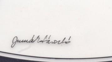 Jurcsák László: Anyaság. Tus, papír. Jelzett. Üvegezett alumínium keretben, d: 27,5 cm