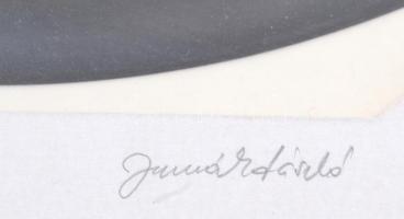 Jurcsák László: Karácsony. Tus, papír. Jelzett. Üvegezett alumínium keretben, d: 27,5 cm