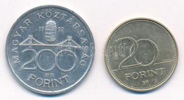 1992. 200Ft Ag "MNB" + 2003. 20Ft Cu-Ni "Deák" T:2,2- patina, karc, kis ph
Adam...