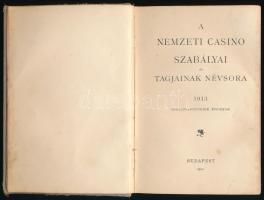 1913 A Nemzeti Casinpo évkönyve. A Nemzeti Casino szabályai és tagjainak névosra. 1913. Nyolcvanhete...