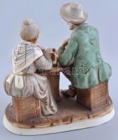Poema porcelán figurák. Kávézó pár. Biszkvit porcelán, festett, hibátlan. 20x20 cm