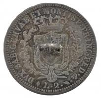Olasz Államok / Szardíniai Királyság 1825L 2L Ag "Károly Félix" hátoldalára forrasztott fü...