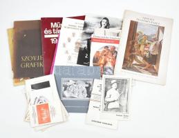 Vegyes művészeti kiállítási katalógus tétel, 19 db. Magyar és külföldi katalógusok. + 3 meghívó.