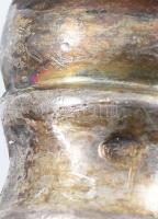 Ezüst (Ag) nyelű torta kínáló, jelzett, kopott, h: 30 cm