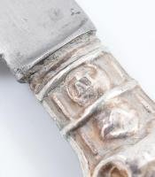 Ezüst (Ag) nyelű 3 db kínáló, jelzett, kopott, h: 20-21 cm