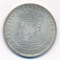 Csehszlovákia 1928. 10K Ag "Masaryk" T:1- patina Czechoslovakia 1928. 10 Korun Ag "Ma...