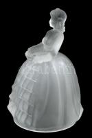 Lalique jelzéssel, savmaratott üveg hölgy, kopásnyomokkal, m: 15 cm